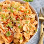 Buffalo Chicken Pasta in a white bowl