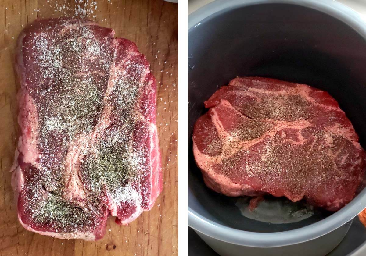 seasoned beef roast, searing it in instant pot