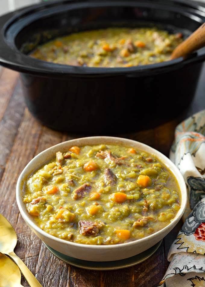 Healthy Slow Cooker Split Pea Soup • A Sweet Pea Chef