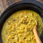 Slow Cooker Split Pea Soup in a crock