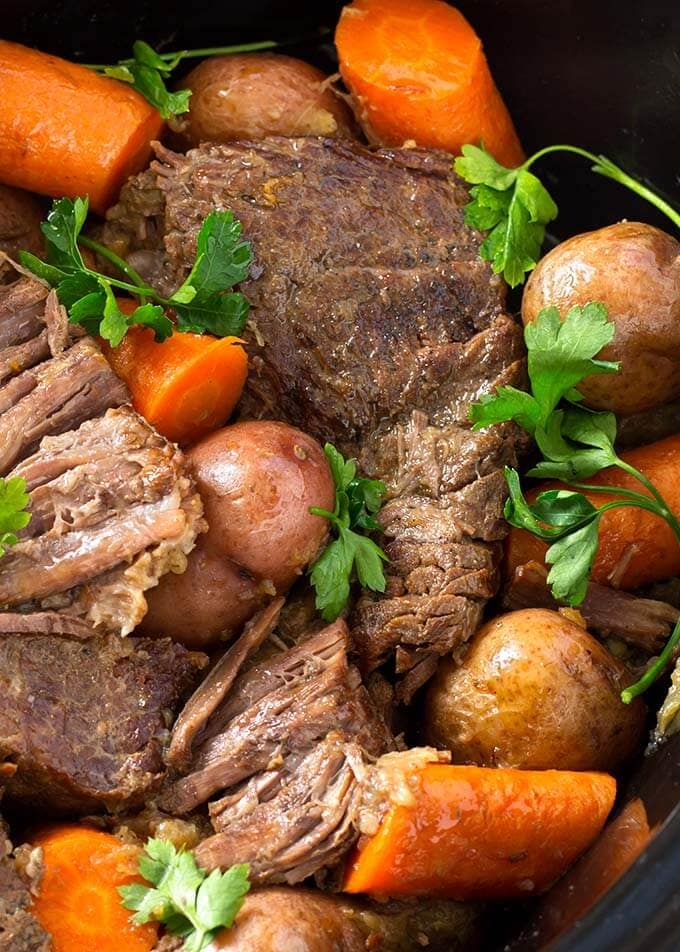 Closeup of Pot Roast with vegetables