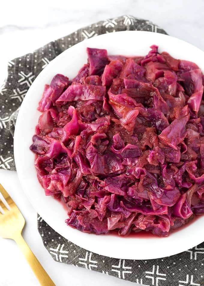 German Red Cabbage on a white plate