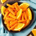 Orange Maple Carrots in a black bowl