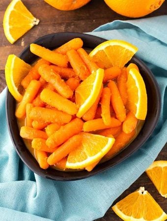 Orange Maple Carrots in a black bowl