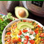 Instant Pot Quinoa Taco Bowls with garnishes