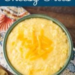 Slow Cooker Cheesy Grits in a green bowl