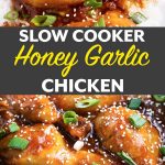 Slow Cooker Honey Garlic Chicken legs in a black crock