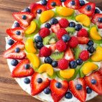 Fresh Fruit Pizza on wooden board