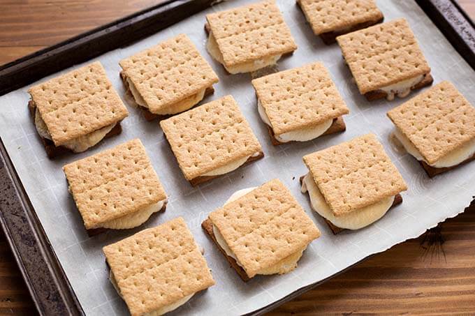 Cooked Indoor Oven Smores on baking sheet