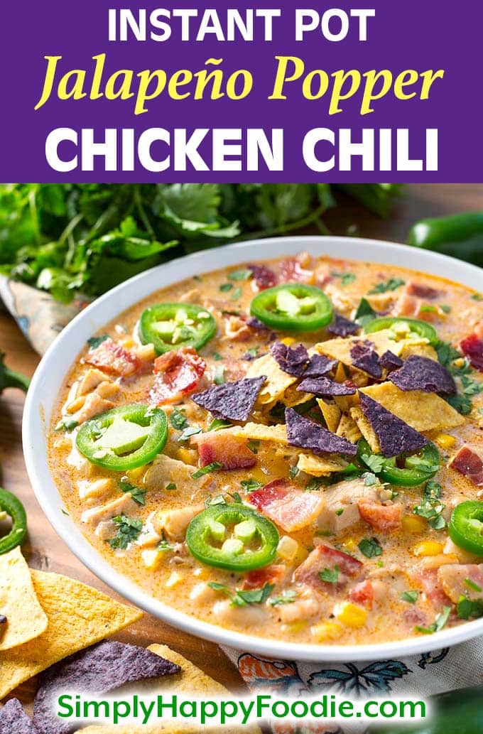 Instant Pot Jalapeño Popper Chicken Chili in a white bowl