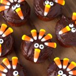 Several Candy Corn Turkey Thanksgiving Cupcakes