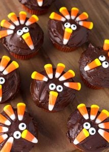 Candy Corn Turkey Thanksgiving Cupcakes - Simply Happy Foodie