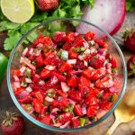 Fresh Strawberry Salsa in a glass bowl