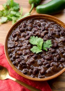 Cuban Black Beans in brown bowl