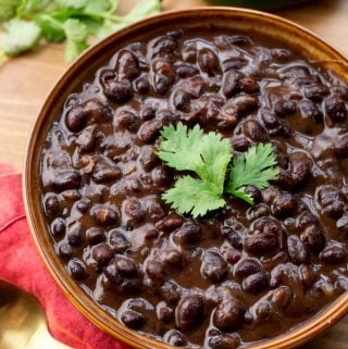 Cuban Black Beans in brown bowl