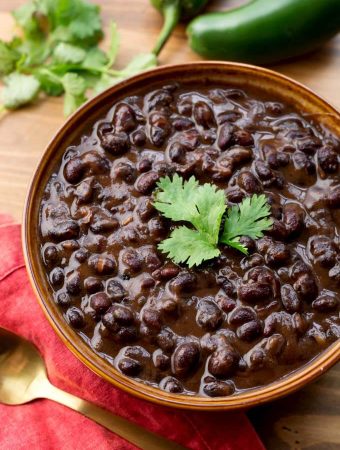 Cuban Black Beans in brown bowl