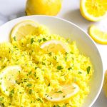 Instant Pot Lemon Rice in white bowl