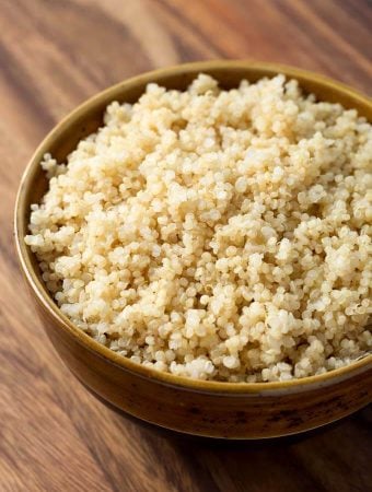 Easy Instant Pot Quinoa in brown bowl