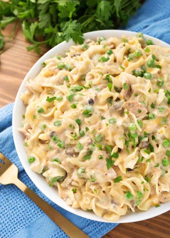 Tuna Casserole on a white plate