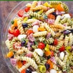 Italian Pasta Salad in a glass bowl.