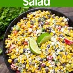 Mexican Street Corn Salad in a black bowl