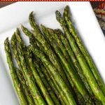 Air Fryer Asparagus on white plate