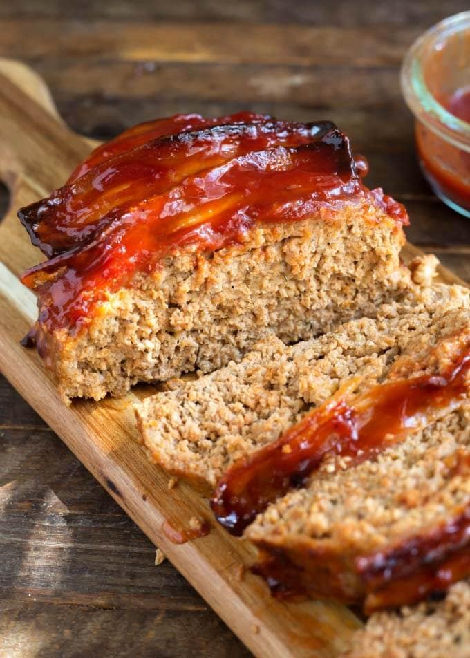 Close up of sliced Turkey Meatloaf