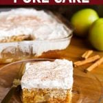Caramel Apple Poke Cake slice on plate