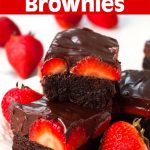 Chocolate Covered Strawberry Brownies on white plate