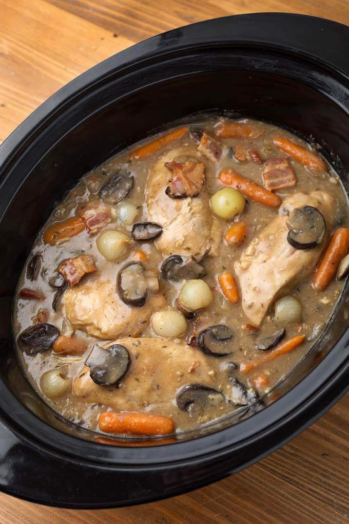 Coq Au Vin in Slow Cooker