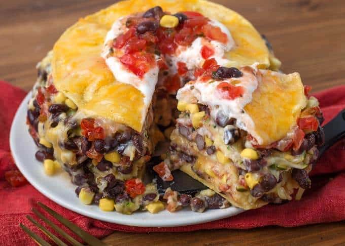 Veggie Tortilla Pie on a plate