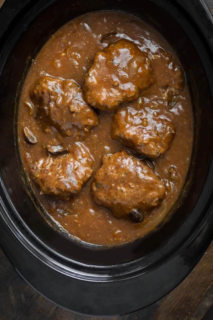 Salisbury Steak in slow cooker