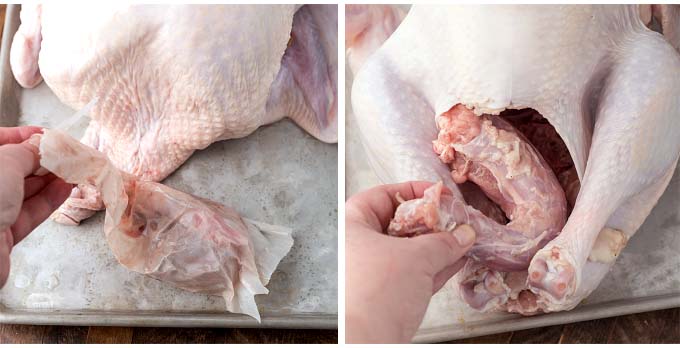 removing giblets and neck from turkey