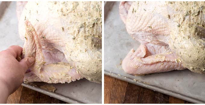 folding turkey wings under