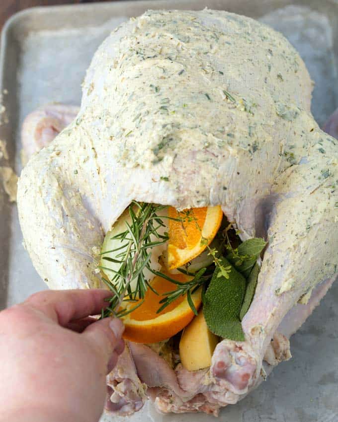 stuffing turkey with herbs and fruit