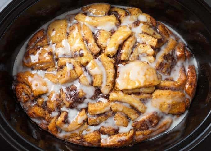 Finished picture of Slow Cooker Cinnamon Roll Casserole
