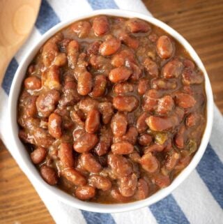 Instant Pot Mexican Pinto Beans in white bowl