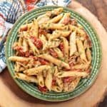 Instant Pot Pesto Pasta on green plate