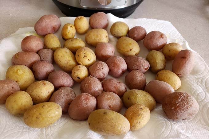 drying Syracuse Salt Potatoes on paper towels