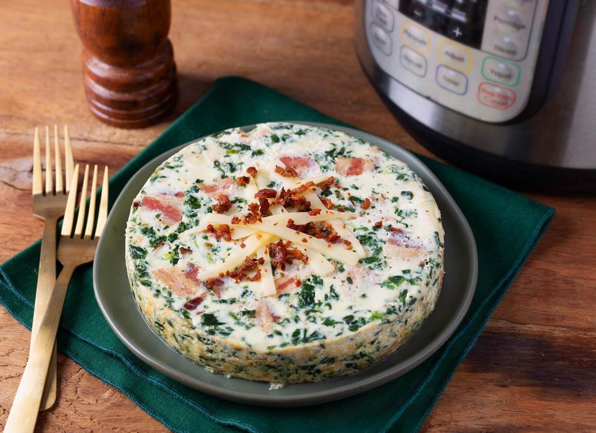 Instant Pot Spinach Bacon Crustless Quiche Simply Happy Foodie