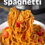 Instant Pot Taco Spaghetti on a fork