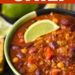 Instant Pot Chili in green bowl
