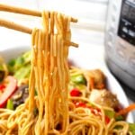 Instant Pot Lo Mein noodles close up