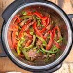 Instant Pot Pepper Steak in the pot from above