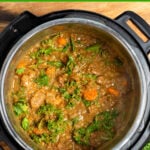 Instant Pot Lentil Beef Stew in the pot