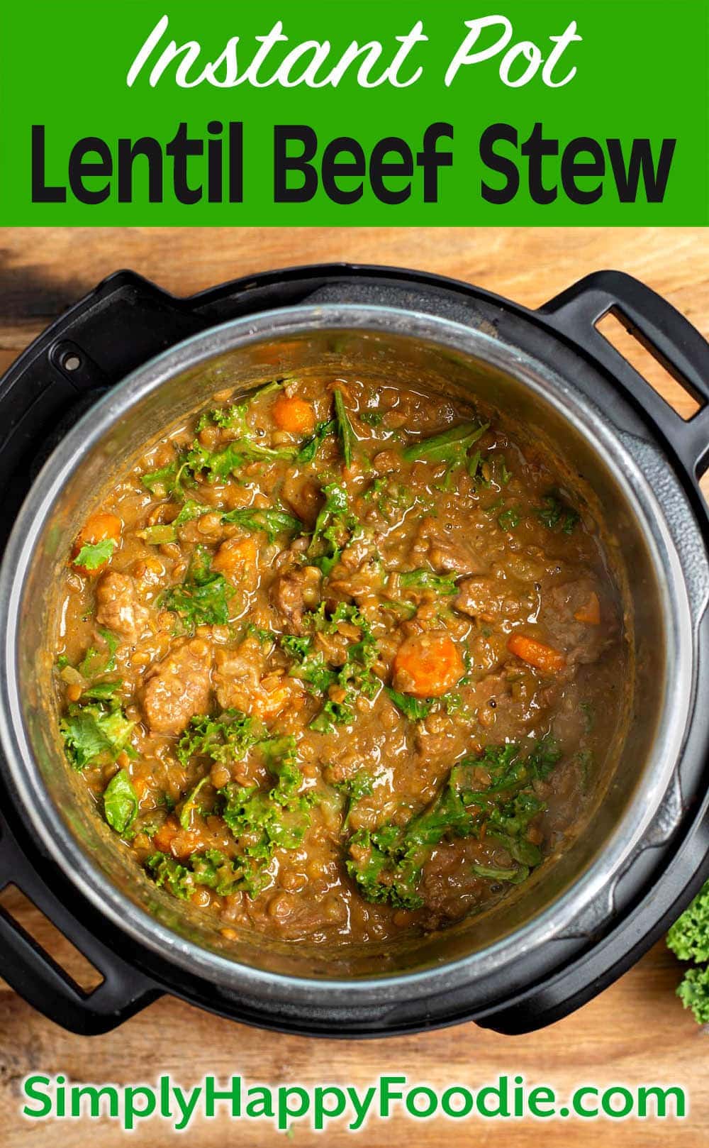 Instant Pot Lentil Beef Stew in the pot