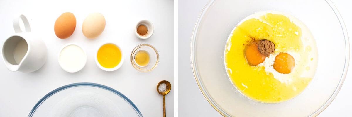 ingredients artfully arranged, then in glass bowl