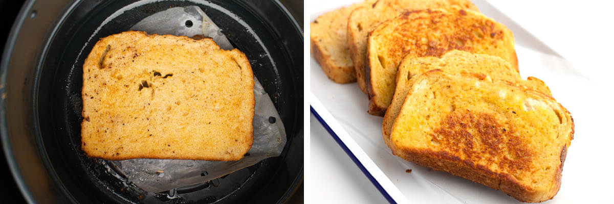 cooked bread piece, 5 cooked pieces on plate