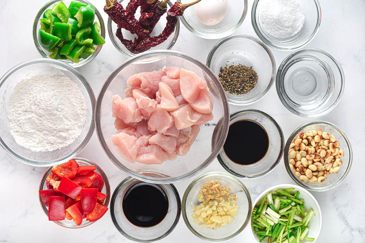 Air Fryer Kung Pao Chicken ingredients shot