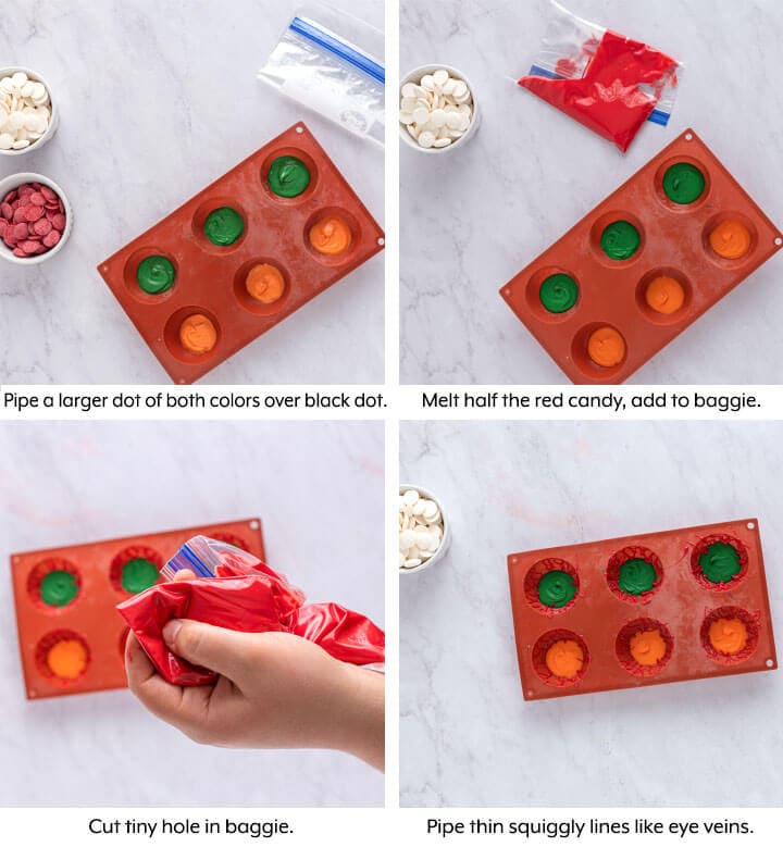 collage for melting chocolates and filling molds